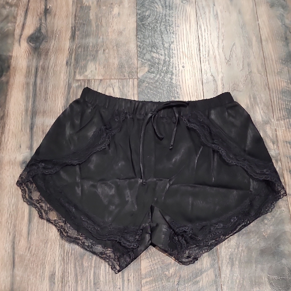 Black Satin Shorts